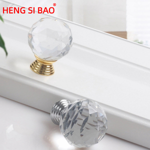 厂家直销水晶玻璃钻石球形拉手，适用于橱柜和装饰家具 - Product Image 2