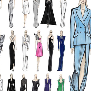 Abito da sera da donna personalizzabile, alla moda, con scollo all'americana, in lurex, tinta unita, lungo fino al pavimento, in organza e raso, di design, per feste estive - Product Image 1