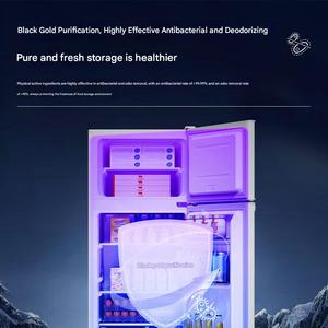 Mini <span class=keywords><strong>réfrigérateur</strong></span> à double porte 123L avec faible niveau sonore, purification or noir, efficacité énergétique électrique, autonome pour utilisation hôtelière - Product Image 4