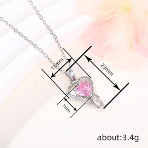 Collar con colgante de corazón rosa para mujer, joyería de moda, regalo para uso diario - Product Image 4