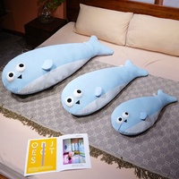 Peluche Requin Bleu OEM en Gros, Jouet Animal Marin en Peluche avec Lèvres Roses et Grands Yeux, Cadeau pour Enfants, Collection Personnalisée
