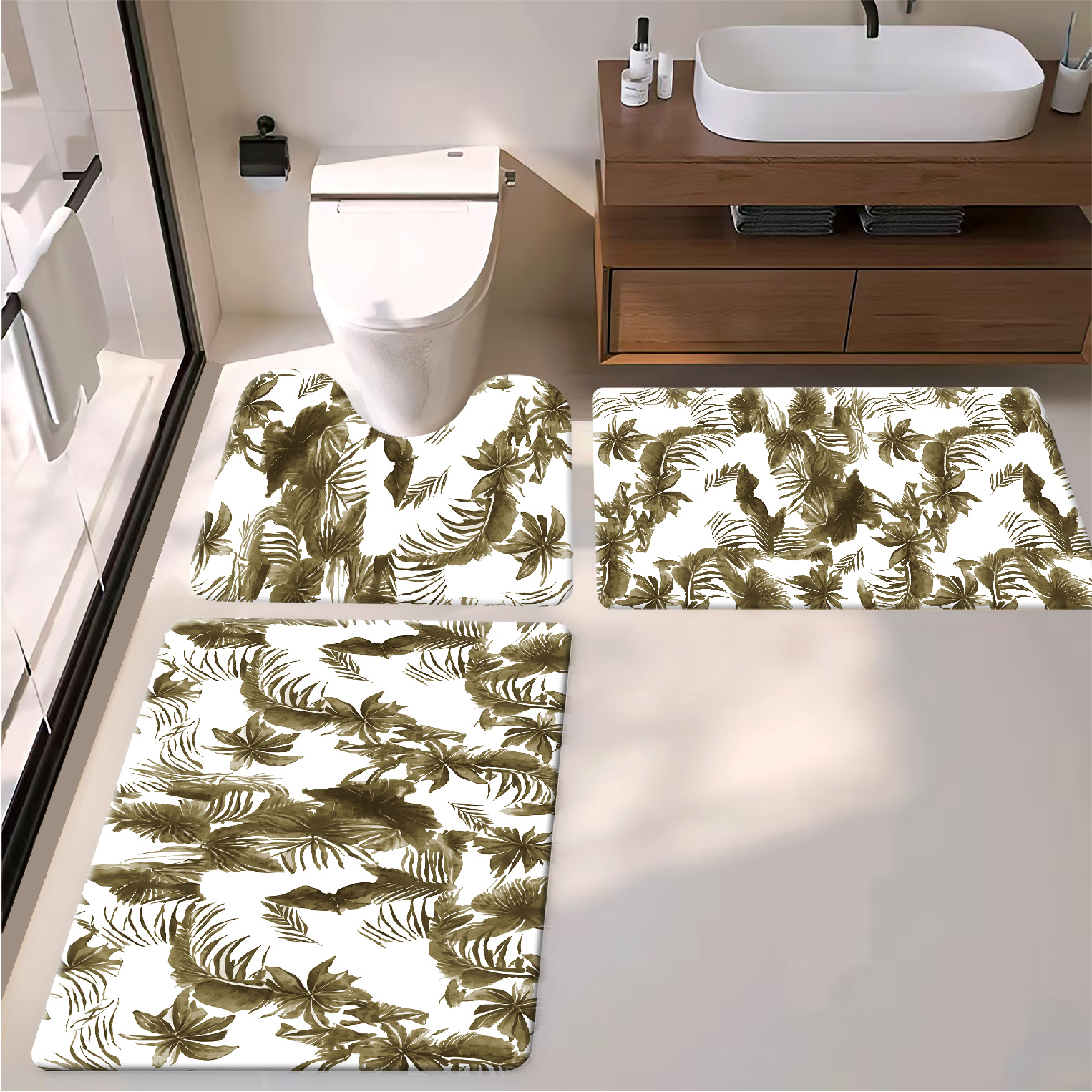 Imprimé intégral feuilles de palmiers tropicaux et de fougères, motif jungle.