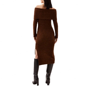 Robe midi pour femme, mode printemps 2024, logo personnalisé OEM, robe élégante moulante décontractée longue avec décoration boutonnée - Product Image 6