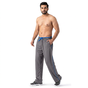 High Quality Men's Mid Waist Sweatpants Wholesale <b>Slim</b> Straight <b>Jogger</b> Pants Solid Color Casual Knitted 100% Polyester - Product Image 1