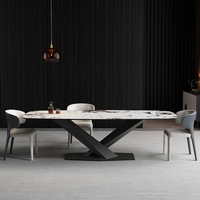 Table à manger moderne et minimaliste pour petit appartement, style luxe léger, table rectangulaire en ardoise pour villa et hôtel