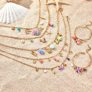 Bestverkopende Oceaan Strand Schelp Zeester Rvs Ketting Vakantie Stijl Waterdichte 18K Vergulde Armband Ketting - Product Image 5