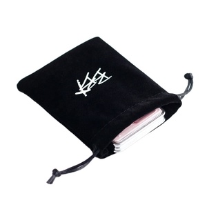 Factory Custom Logo Screen Printed Black Velvet Pouches Drawstring Jewelry Bags - Product Image 3