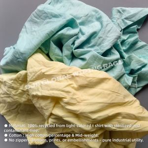 Chiffons d'essuyage industriels en coton 100% recyclé, couleurs mélangées claires, forte absorption d'eau et d'huile - Product Image 4