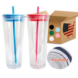 Custom Logoclear Transparent Blank Snow Globe Cup 24oz Double <b>Walled</b> Plastic Cups with Lids and Straws Suitable for <b>Vinyl</b> - Product Image 4