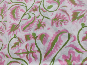 Hand <b>Block</b> <b>Printed</b> Pink Floral Cotton Fabric for Curtains Cushions Sewing Home Decor and Upholstery by the Yard - Product Image 3
