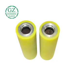 yellow pu rubber roller factory customized high wear resistant polyurethane Polymer Plastic Steel Driving Conveyor Roller