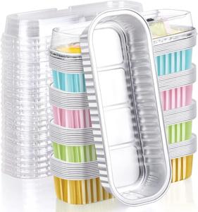 1000Pcs 200ml Golden Safe Takeout Food Grade Disposable Aluminum <b>Foil</b> <b>Container</b> with PET Plastic Lid - Product Image 1