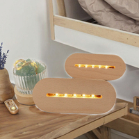Support de lampe LED 3D en bois massif écologique USB, base de veilleuse personnalisée, différentes couleurs, artisanat en bois