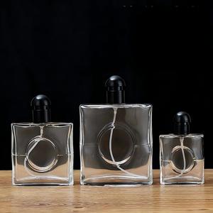 ขวดน้ำหอมแก้วใสทรงสี่เหลี่ยม ความจุ 25 มล. / 50 มล. / <span class=keywords><strong>90</strong></span> มล. ขวดเปล่าสำหรับเครื่องสำอางสีดำ - Product Image 3