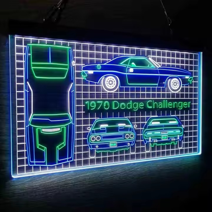 Custom Led Car Graphics Custom Sports Car Blueprint LED Neon Lights IP65 Rated Wall Sign for ...