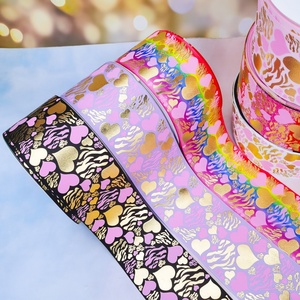 Tùy Chỉnh Valentine Ngày Lễ Hội Chủ Đề Thiết Kế Grosgrain <span class=keywords><strong>Ribbon</strong></span> 75/38/50/22 Mm Mực Hồng Trái Tim In Foil <span class=keywords><strong>Ribbon</strong></span> Cho Tóc Cung - Product Image 2