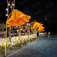 Lámpara de PVC con Forma de Flor de Apertura y Cierre Automático de Alta Tecnología, Control Remoto, Clasificación IP68, Decoración Roja para Paisajes Navideños