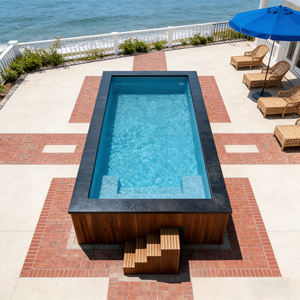 Piscine hors sol au design élégant avec incrustations de mosaïque en bois et pompe filtrante haute efficacité avec option d'eau salée - Product Image 3