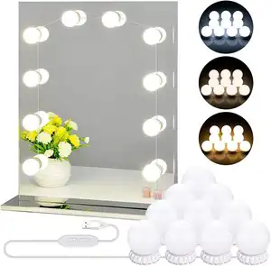 Hollywood-Stil Make-Up-Zimmer Badezimmer dimmbare LED-Make-Up-Spiegel Licht Waschtischlicht Spiegellampe USB-Spiegellampe