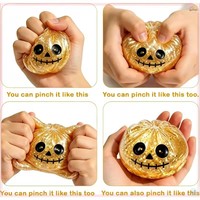 Jouet anti-stress Squishies Halloween en forme de boulette fantôme mignonne avec ruban pailleté, à remontée lente, en TPR pour enfants et adultes