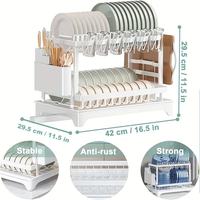 Égouttoir à vaisselle pliable en acier inoxydable double couche écologique, support de rangement multifonctionnel – Entrepôt USA