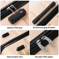 Ensemble de Valises Trolley Unisexe à Coque Rigide Personnalisable en ABS Durable avec 3 Roues Doubles Rotatives, Fermeture Éclair en Polyester – Vente en Gros