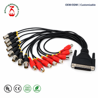 DB25 Erkek - 8-CH BNC Dişi + 8-CH RCA Dişi PVC İzoleli 75 Empedans Uyumlu Video Ses Bağlantı Kablosu Demeti