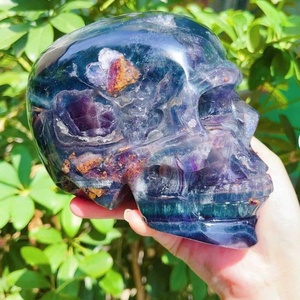 Vendita calda 4-5 pollici intagliato a mano <span class=keywords><strong>Fluorite</strong></span> rosa quarzo ossidiana cristallo di quarzo trasparente teschi regalo per gli appassionati di artigianato di cristallo - Product Image 6