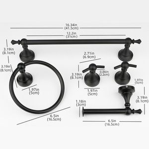Ensemble d'accessoires de salle de bain robustes à fixer au mur, 5 pièces : porte-serviette, barre porte-serviettes, porte-papier toilette, crochets pour serviettes - Product Image 2