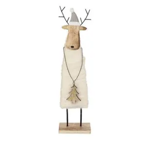 圣诞古朴原始木制驯鹿麋鹿驼鹿工艺装饰圣诞复古驯鹿装饰