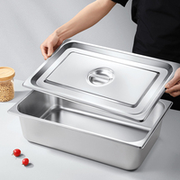 Bac Gastronorme Commercial en Acier Inoxydable pour Table Chaude de Restaurant, Conteneur de Service Alimentaire, Ustensile de Cuisine Grand Format