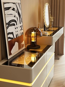 Bedroom <b>Solid</b> <b>Wood</b> Dressing Table with led light Chest of Drawer Modern Multifunctional vanity <b>desk</b> - Product Image 5
