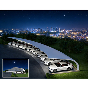 Fabricant de abris de voiture en acier galvanisé à structure cantilever, membrane PVDF, abri de stationnement personnalisé, abri de voiture extérieur, garage, abri de voiture - Product Image 6