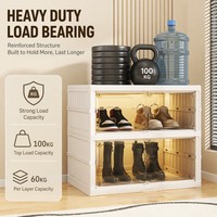 Zapatero Plegable Integrado, Armario para Zapatos Apilable con Puertas Transparentes, Organizador de Montaje Rápido para Entrada o RV