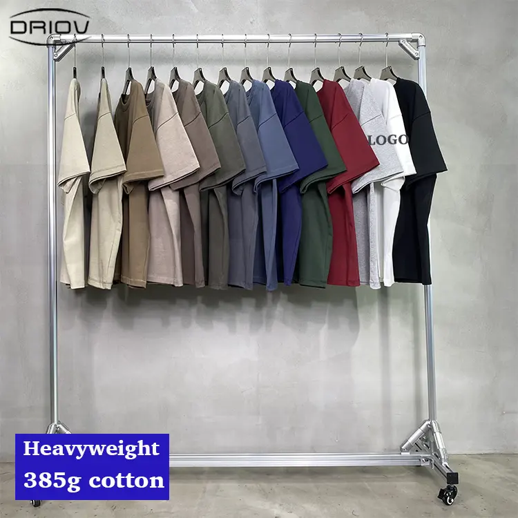 Popular Thick Cotton Tee Shirt Oversized Blank Unisex Drop Shoulder 385 Gsm 100% Cotton Heavyweight T Shirt For Men