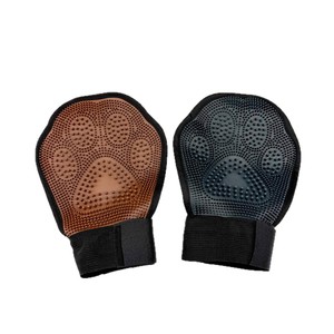 Gants de toilettage pour animaux de compagnie, en silicone souple, double face, pour l'élimination des poils de chat et de chien, taille unique, noir et marron - Product Image 3