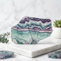 Tranche de fluorite arc-en-ciel naturelle polie, plaque de cristal pour la fabrication de bijoux, décoration intérieure, vente en gros, Feng Shui