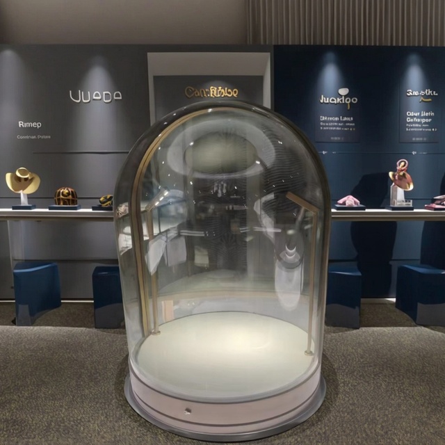 Luxury Jewelry Watch Store Interior Display Round Arc Glass Cover Display Cabinet Case LED Lighting Jewelry Display Showcase