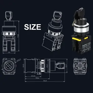 Vente chaude réinitialisation momentanée autobloquant 30mm bouton de sélection de clé interrupteur bouton poussoir interrupteur d'alimentation pour armoire de Distribution - Product Image 5