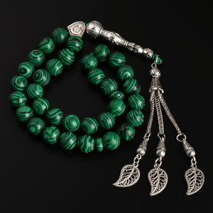 YS322 Collana Rosario Islamico con 33 Perle di Preghiera in Malachite da 8mm Allah Mohammed - Product Image 5