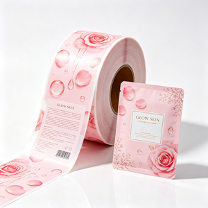 Sachet personnalisé thermoscellable en plastique pour masque facial, étanche à l'humidité, pochette d'échantillon cosmétique rose, emballage stand-up - Product Image 5