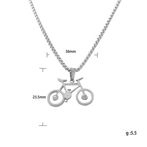 Yunnique Collier pendentif vélo en acier inoxydable pour homme, design géométrique rétro, serti pavé 120110 - Product Image 5