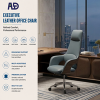 Chaise de bureau de direction en cuir de luxe à dossier haut, ergonomique, pivotante, avec base en aluminium