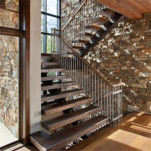 <span class=keywords><strong>Escalier</strong></span> en fer forgé avec design en forme de U et <span class=keywords><strong>marches</strong></span> en marbre, avec éclairage LED - Product Image 6