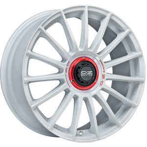 CERCHI EN LEGA SUPERT EVOLUZ WRC 8.5x20 5x112 ET 30 RACE LETTERING BLANC ROUGE - Product Image 1