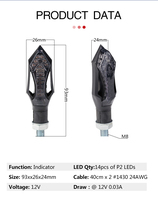Luz Intermitente LED para Bicicleta Eléctrica con Certificación Emark, Indicador de Señal de Giro Universal, Alta Luminosidad, Resistente al Agua IP65, LED Ámbar Trasero