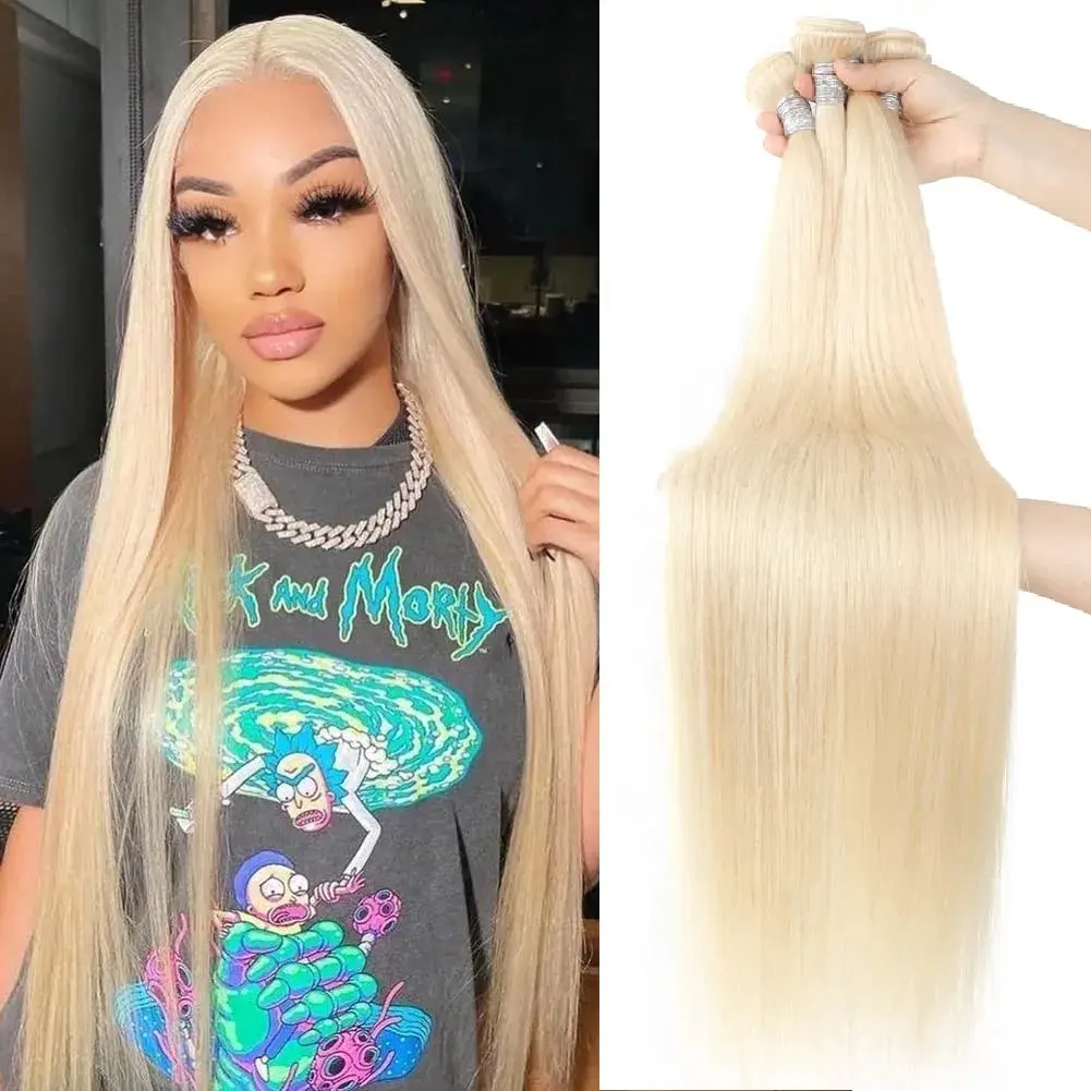38 40 Inch HD Lace Frontal With Weave Brazilian 3 4 Bundles With Lace Closure Raw Virgin Remy Human Hair 613 Blonde Hair Bundles