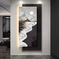 Peinture à l'huile moderne en noir et blanc, nature morte, cadre double couche sans cadre, art mural, impression UV, décoration murale LED intérieure