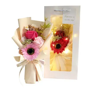 2023 vendita calda nuovo creativo girasole portatile Bouquet di rose di sapone per il regalo di compleanno della mamma