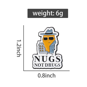 NÜSSE NICHT DROGEN Cartoon Text Inspector Emaille Brosche Mode Kleidung Accessoires Geschenk Schmuck - Product Image 6